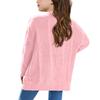 Batermoon Girls' Cardigan Sweaters Kids Cable Knit Casual Oversized Open Front Knitted Outerwear with Pocket Pink view 2
