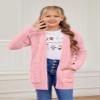 Batermoon Girls' Cardigan Sweaters Kids Cable Knit Casual Oversized Open Front Knitted Outerwear with Pocket Pink view 4