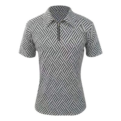 Maiyifu-GJ Men Zip Up Color Block Polo Shirt Graphic Casual Slim Fit Lapel Neck Shirts Short Sleeve 1/4 Zip Printed T-Shirts (Black 2,3X-Large)