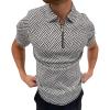 Maiyifu-GJ Men Zip Up Color Block Polo Shirt Graphic Casual Slim Fit Lapel Neck Shirts Short Sleeve 1/4 Zip Printed T-Shirts (Black 2,3X-Large) view 2