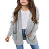 Batermoon Girls' Cardigan Sweaters Kids Cable Knit Casual Oversized Open Front Knitted Outerwear with Pocket Gray view 1