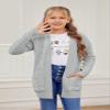 Batermoon Girls' Cardigan Sweaters Kids Cable Knit Casual Oversized Open Front Knitted Outerwear with Pocket Gray view 4