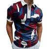 Maiyifu-GJ Men Zip Up Color Block Polo Shirt Graphic Casual Slim Fit Lapel Neck Shirts Short Sleeve 1/4 Zip Printed T-Shirts (Color,Medium) view 3