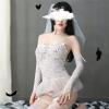 DGHM-JLMY Womens Lace Short panties Bohemia Wedding printing Bridal Veil Ivory Spaghetti Strap Wedding Headpiece Dresses (White,Large) view 3