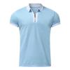 Maiyifu-GJ Men Zip Up Color Block Polo Shirt Graphic Casual Slim Fit Lapel Neck Shirts Short Sleeve 1/4 Zip Printed T-Shirts (Light Blue,Medium) view 1