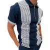 Maiyifu-GJ Men Zip Up Color Block Polo Shirt Graphic Casual Slim Fit Lapel Neck Shirts Short Sleeve 1/4 Zip Printed T-Shirts (Blue,Medium) view 3