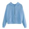 Women Casual Cropped Zip Up Hoodie Cute Crop Top Y2K Teen Girls Trendy Lightweight Crop Jacket Long Sleeve Sweatshirt Blue view 1