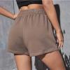 Womens 5" Sports Shorts Loose Comfy Yoga Sweat Cotton Shorts Athletic Fit High Waist Pockets Running Lounge Short Pant Brown view 3