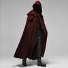 hhaappyy Men's Halloween Hooded Robe Cloak Full Length Cape Knight Fancy Cool Cosplay Costume Retro Gothic Hooded Cloak Capes, Red, XX-Large view 2