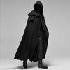 hhaappyy Men's Halloween Hooded Robe Cloak Full Length Cape Knight Fancy Cool Cosplay Costume Retro Gothic Hooded Cloak Capes, Black, 3X-Large view 2