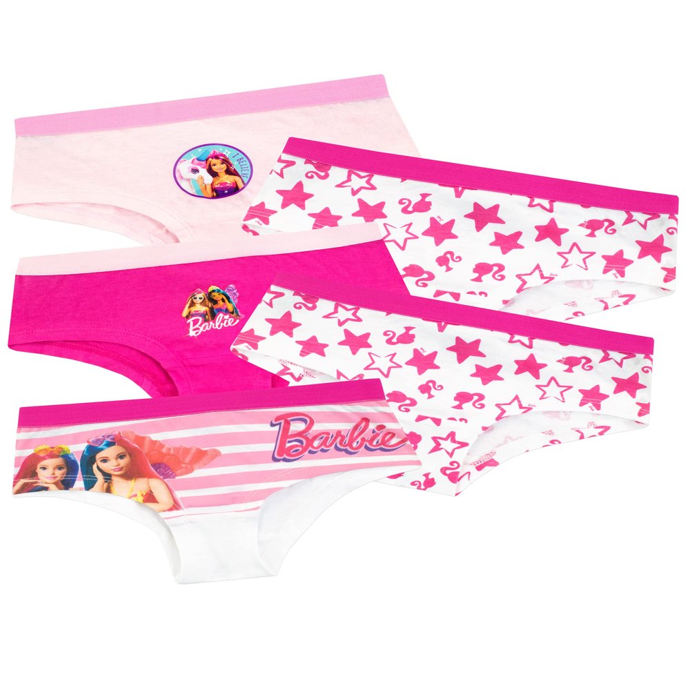 Barbie Underwear | Girls Cotton Underwear| Pack of 5 Girl Panties Multicolour 8 Multicolor