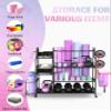 Mythinglogic Weight Rack for Dumbbells, Home Gym Storage for Yoga Mat Dumbbells Kettlebells and Strength Training Equipment, Dumbbell Rack with Wheels and Hanging Hooks (Black) view 2