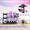 Mythinglogic Weight Rack for Dumbbells, Home Gym Storage for Yoga Mat Dumbbells Kettlebells and Strength Training Equipment, Dumbbell Rack with Wheels and Hanging Hooks (Black) view 4