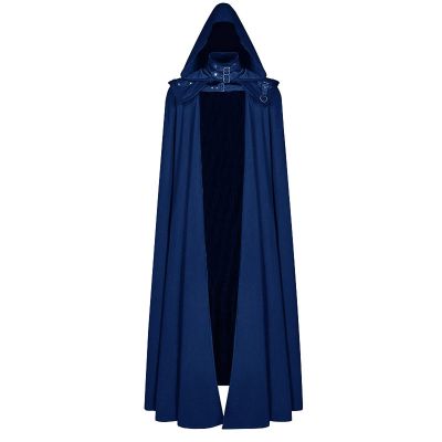 hhaappyy Halloween Costumes Adults,Medieval Hooded Gothic Devil Knight Robe Cloak Vampires Cosplay Cloak Hooded Capes Blue 5X-Large