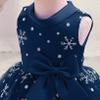 Kaerm Girls Sleeveless Snowflake Printed Christmas Dress Princess Pageant Birthday Party Ball Gown Dark Blue 9-12 Months view 4