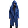hhaappyy Men's Mid-Length Street Fashion Steampunk Cape Cloak with Hood Long Sleeve Fleece Cardigan Trench Coat with Pockets, Blue view 1