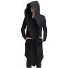 hhaappyy Men's Mid-Length Street Fashion Steampunk Cape Cloak with Hood Long Sleeve Fleece Cardigan Trench Coat with Pockets Black view 1
