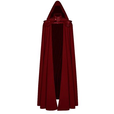 hhaappyy Men Halloween Costumes Adults,Medieval Hooded Gothic Devil Knight Robe Cloak Vampires Cosplay Cloak Hooded Capes, Red, 5X-Large