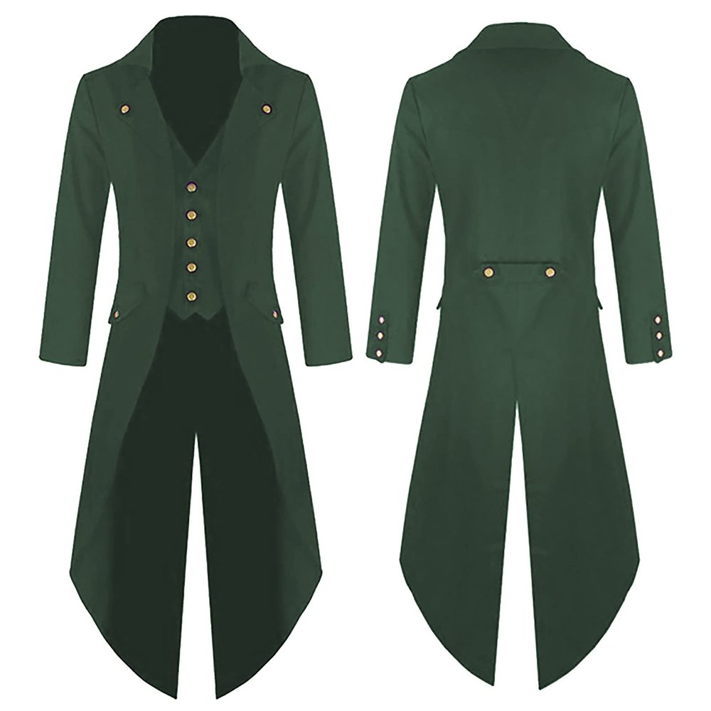 hhaappyy Mens Gothic Tailcoat Jacket Vintage Steampunk Victorian Long Coat Halloween Costumes Medieval Renaissance Coats