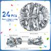 Yunsailing 24 Pack Cheerleading Pom Poms with Baton Handle 14.5 Inch Metallic Cheering Squad Pompoms for Team Sports Football Dance Cheering Adults(Silver) view 2