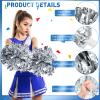 Yunsailing 24 Pack Cheerleading Pom Poms with Baton Handle 14.5 Inch Metallic Cheering Squad Pompoms for Team Sports Football Dance Cheering Adults(Silver) view 3