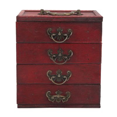 Wooden Jewelry Box, Vintage Wooden Storage Box with 4 Layer Drawer Large Capacity Retro Treasure Chest Home Decor Jewelry Organizer Case for Jewelry, Small Objects, Collectibles