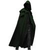 hhaappyy Men's Halloween Hooded Robe Cloak Full Length Cape Knight Fancy Cool Cosplay Costume Retro Gothic Hooded Cloak Capes, Green, X-Large view 1