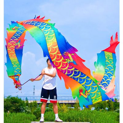LXLZYXSF Outdoor Fitness Dragon Dance Flinging Streamer for Youth Elderly Aldults, Outdoor Gymnastics Ribbon, Silk Flowy Spinning & Shaking Poi (Color : A, Size : 10m/33ft)