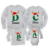 Christmas Initial Name Buffalo Plaid Shirt Matching Family Youth Boy Girl Long Sleeve Shirt Athletic Heather view 1