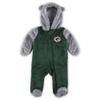 Outerstuff Newborn & Infant Green/Gray Green Bay Packers Game Nap Teddy Fleece Bunting Full-Zip Sleeper view 1