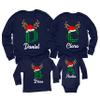 Christmas Initial Name Buffalo Plaid Shirt Matching Family Youth Boy Girl Long Sleeve Shirt Navy view 1