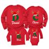 Christmas Initial Name Buffalo Plaid Shirt Matching Family Youth Boy Girl Long Sleeve Shirt Red view 1