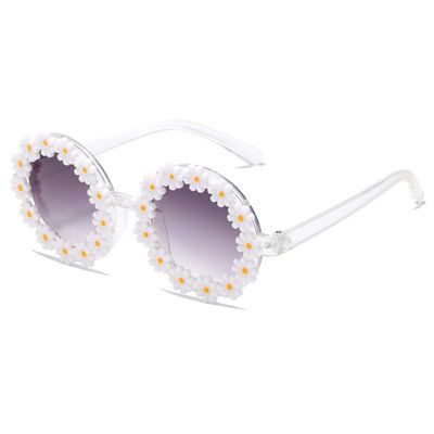 Round Flower Sunglasses for Girls Flower Shaped Cute Glasses UV 400 Protection Outdoor Beach Girl Boy Gifts