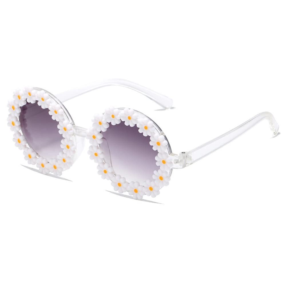 Round Flower Sunglasses for Girls Flower Shaped Cute Glasses UV 400 Protection Outdoor Beach Girl Boy Gifts