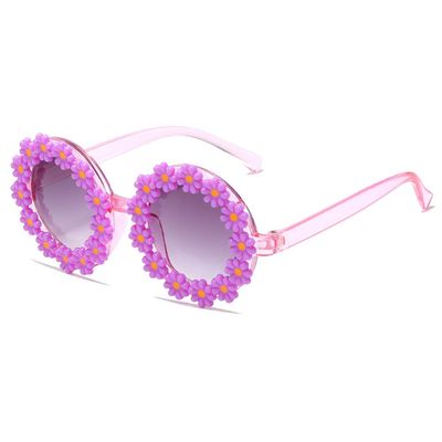 Round Flower Sunglasses for Girls Flower Shaped Cute Glasses UV 400 Protection Outdoor Beach Girl Boy