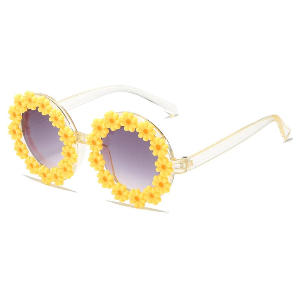 FBHLZ Round Flower Sunglasses for Girls Flower Shaped Cute Glasses UV 400 Protection Outdoor Beach Girl Boy