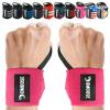 DMoose Wrist Straps for Weightlifting 12 and 18 Inches Thumb Loops with Wrist Support for Workouts Powerlifting Wrist Straps for Weight Lifting Men and Women Pink view 1