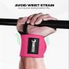 DMoose Wrist Straps for Weightlifting 12 and 18 Inches Thumb Loops with Wrist Support for Workouts Powerlifting Wrist Straps for Weight Lifting Men and Women Pink view 2