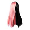 CALLARON 25.6 Inch Half Pink Half Black Synthetic Hair Wig Long Straight Color-Blocking Wig for Women Cosplay Festival Party view 1