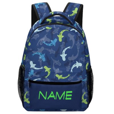 Fovanxixi Custom Cute Shark Backpack for Kids Boys Girls, Children Personalized Backpack with Name Text Customized Daypack Schoolbag for Student Bookbag