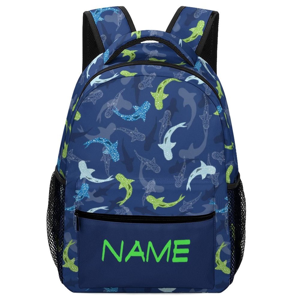 Fovanxixi Custom Cute Shark Backpack for Kids Boys Girls, Children Personalized Backpack with Name Text Customized Daypack Schoolbag for Student Bookbag