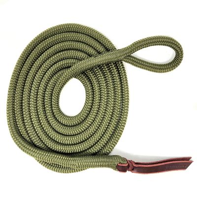 Knotty Girlz Double Braid Lead Rope with Eye Splice Loop, 12-14FT Lengths (Olive Green, 14 ft.)