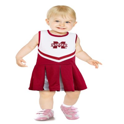 Little King NCAA Infant/Toddler Girls One Piece Team Cheer Jumper Dress-Mississippi State Bulldogs-4T