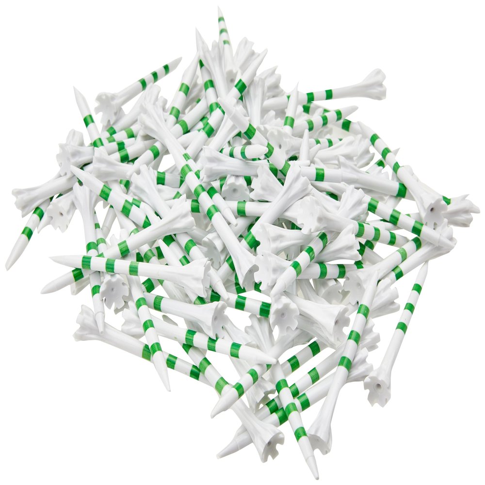2-3/4" Champ FlyTee My Hite Golf Tees White/Green Stripe Golf Tee, 100 Count