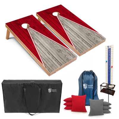 Tailgating Pros Pyramid Cornhole Board Set: Score Keeper, Bean Bags, and Carrying Case-4'x2' Regulation Corn Hole Toss Game - Optional LED Lights