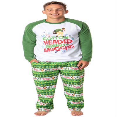INTIMO Elf The Movie Mens' Film Cotton-Headed Ninny-Muggins Sleep Pajama Set (Small) Multicolored