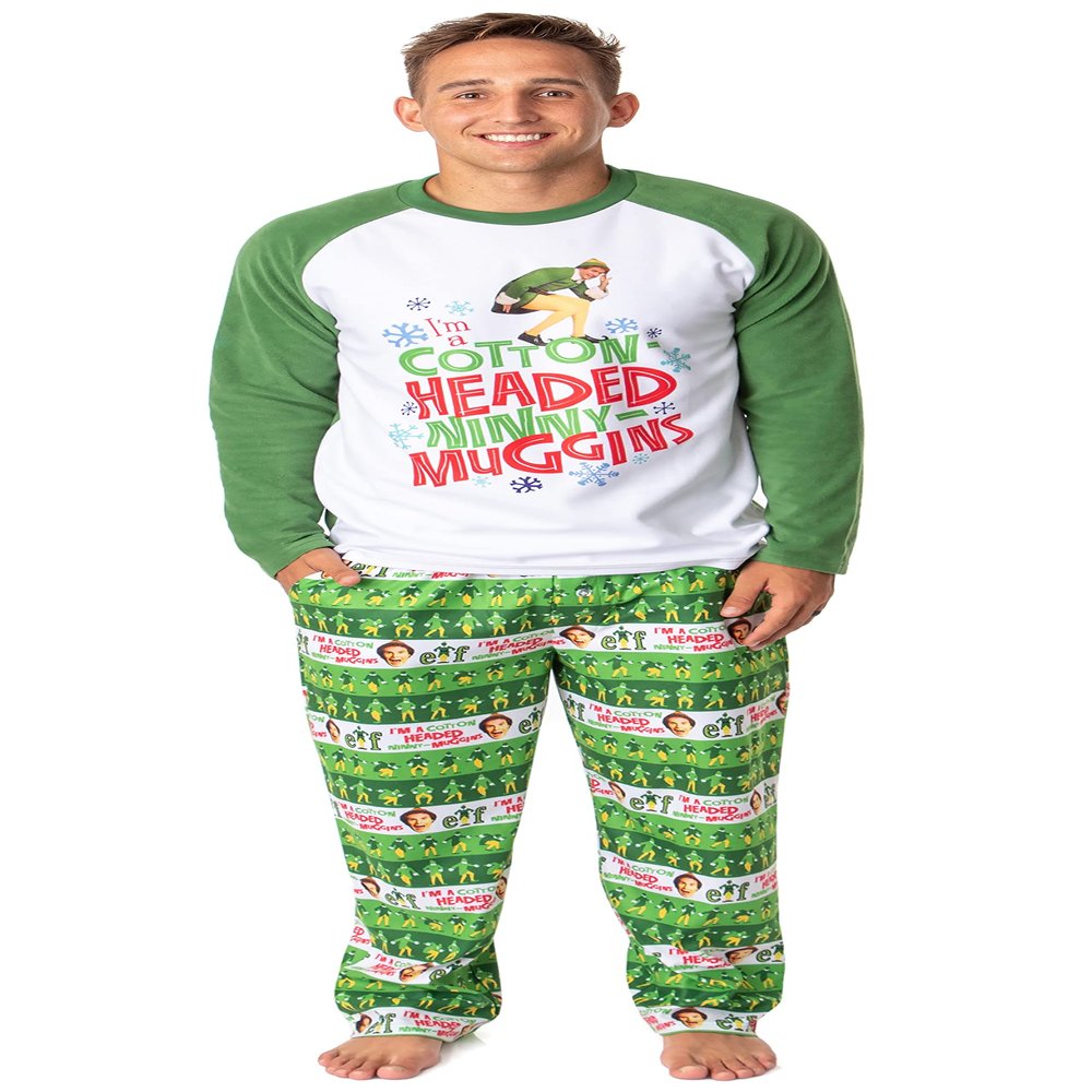 INTIMO Elf The Movie Mens' Film Cotton-Headed Ninny-Muggins Sleep Pajama Set (Small) Multicolored