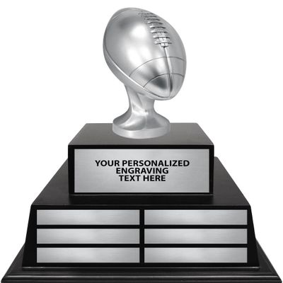 Crown Awards 16" Jumbo Silver Football Perpetual Trophy On Black Base Prime