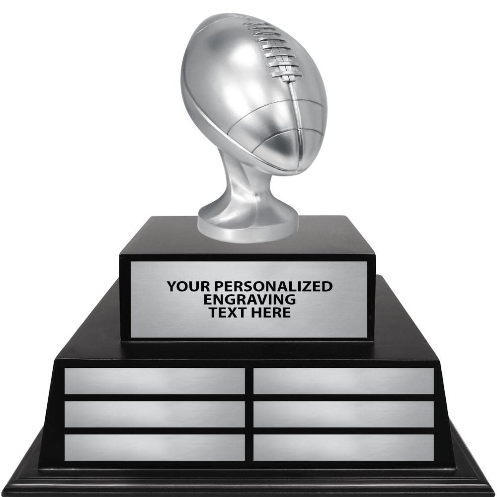 Crown Awards 16" Jumbo Silver Football Perpetual Trophy On Black Base Prime
