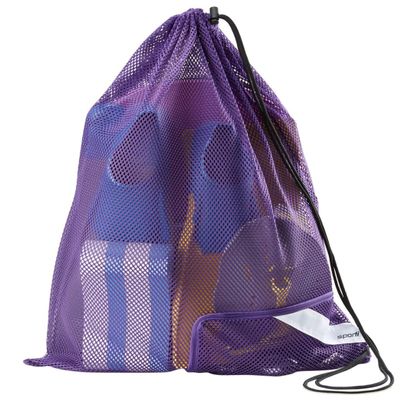 Sporti Swimming Equipment Bags, Mesh Drawstring Backpack, Swim Bag for Swimmers, Mesh Backpack for Beach, Gym and Workout Gear - Mesh Bag with Zipper Pocket - Purple